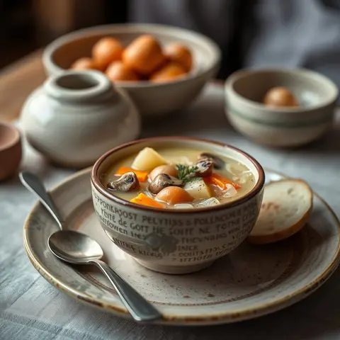 Potato soup. AI-generated photo.