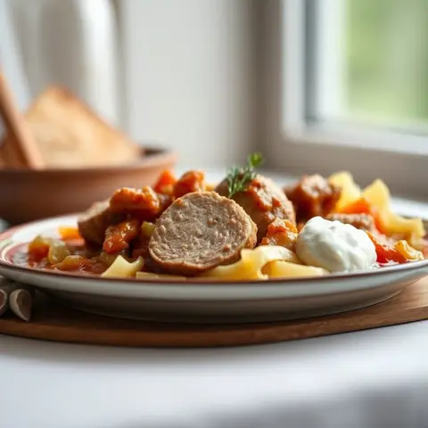Szeged goulash. AI-generated photo.