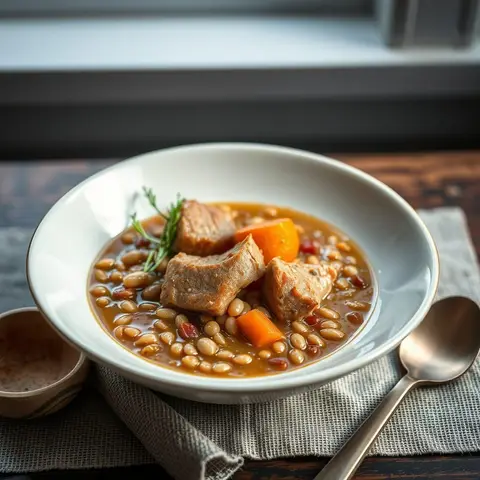 Barley stew. AI-generated photo.