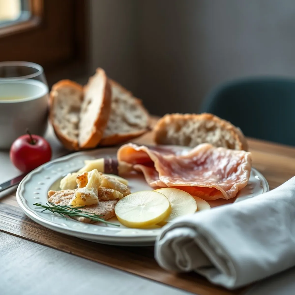 AI-generated photo Ham plate. AI-generated photo.