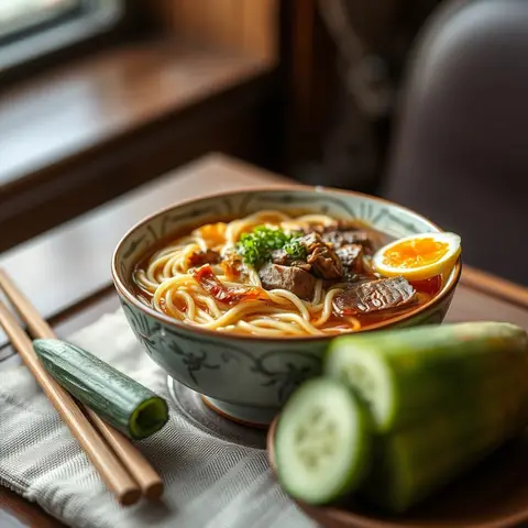 Naengmyeon. AI-generated photo.