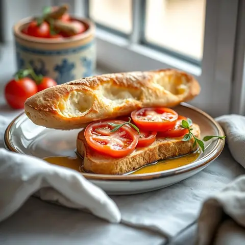Pan con tomate. AI-generated photo.