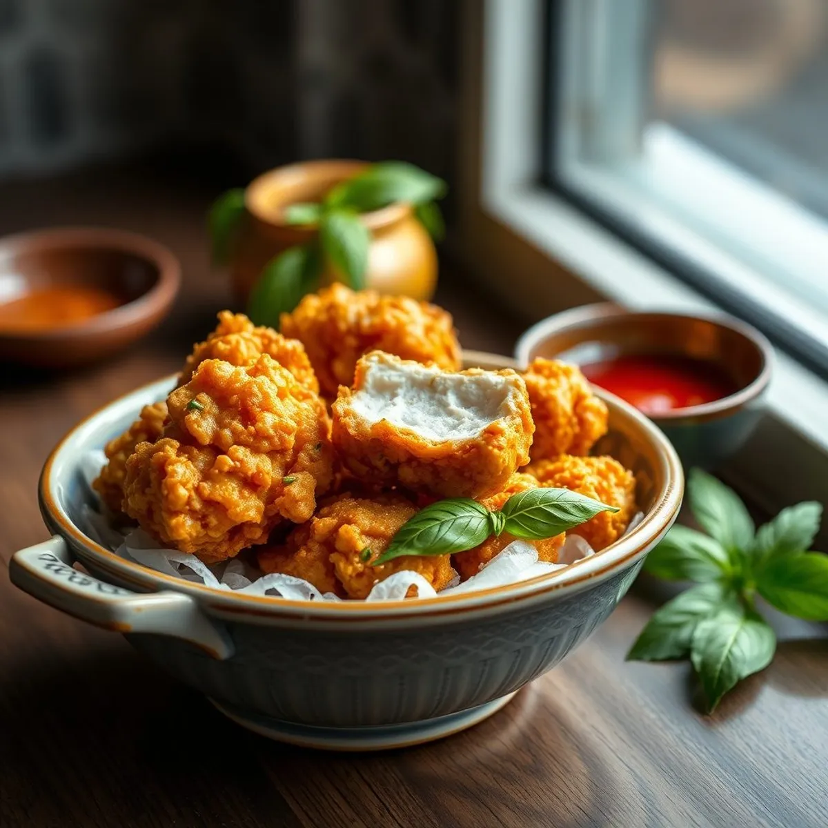 AI-generated photo Popcorn chicken. AI-generated photo.