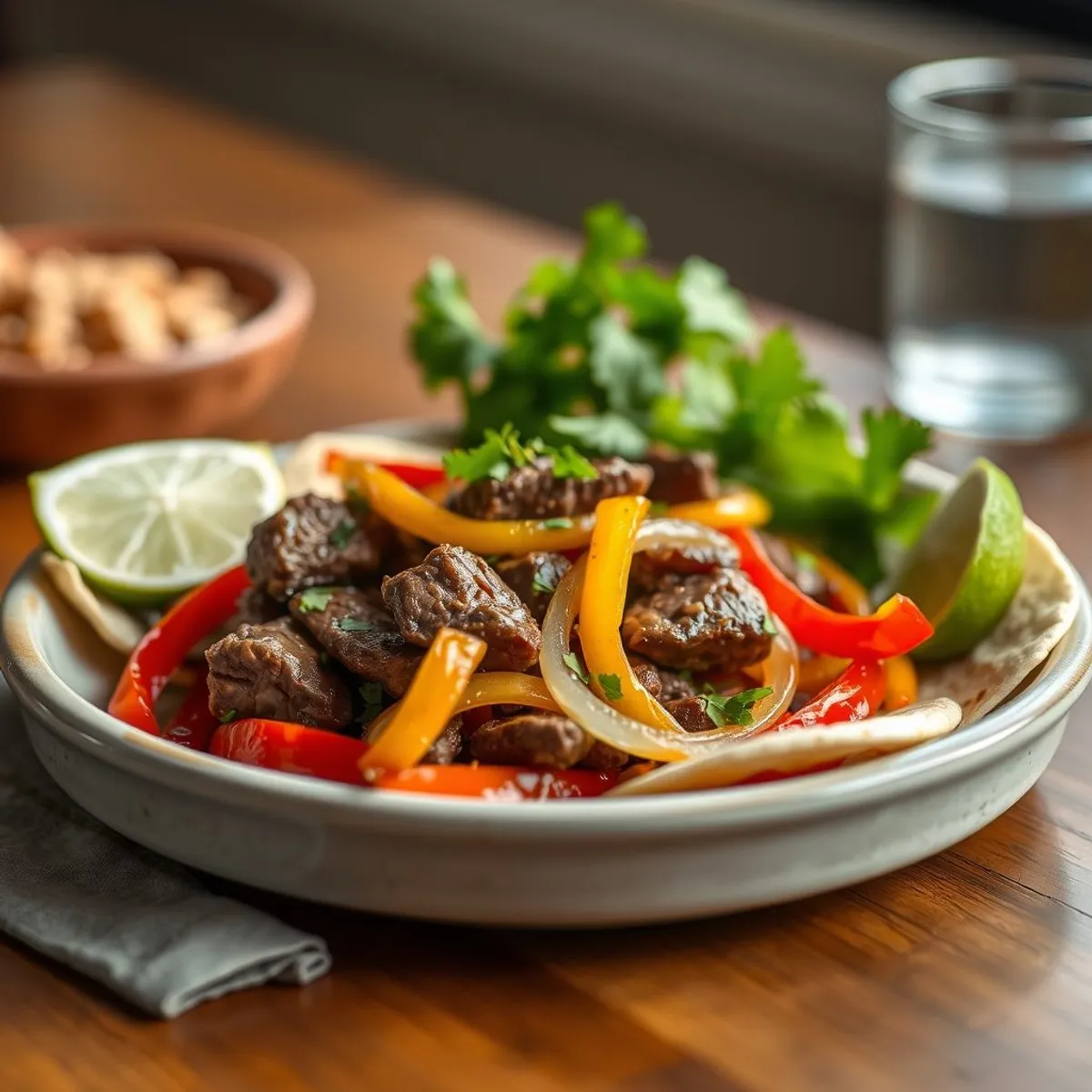 AI-generated photo Beef fajitas. AI-generated photo.