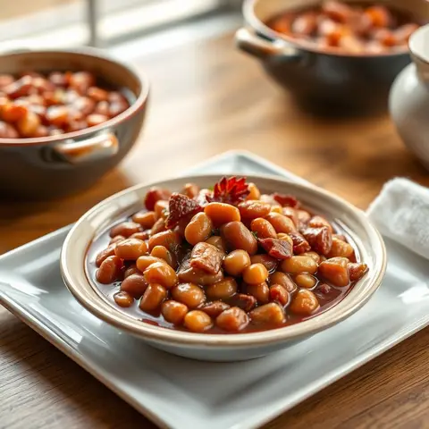 Boston baked beans. AI-generated photo.