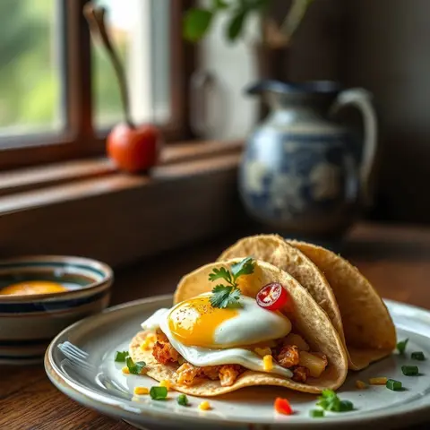 Breakfast tacos. AI-generated photo.