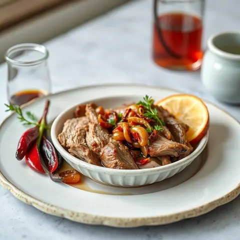 Carolina vinegar pork. AI-generated photo.