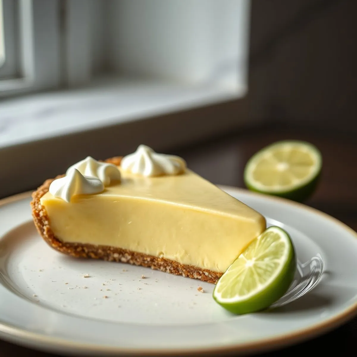 AI-generated photo Key lime pie. AI-generated photo.