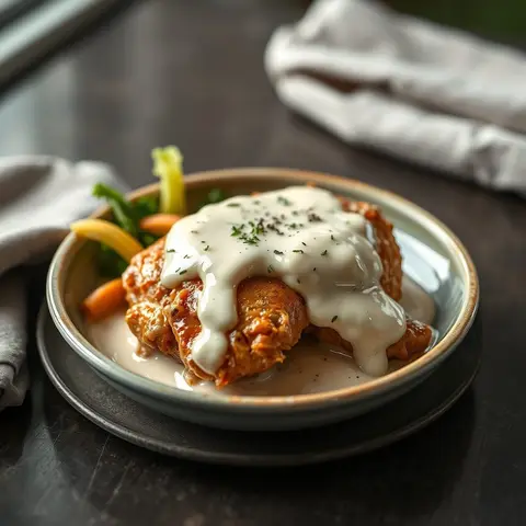 White sauce chicken. AI-generated photo.