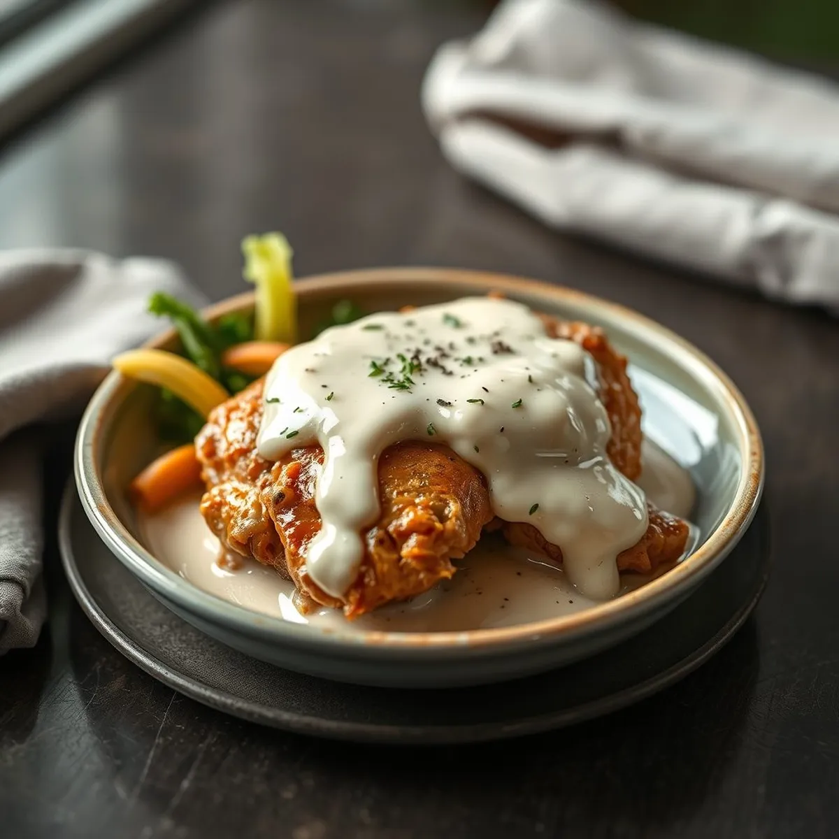 AI-generated photo White sauce chicken. AI-generated photo.
