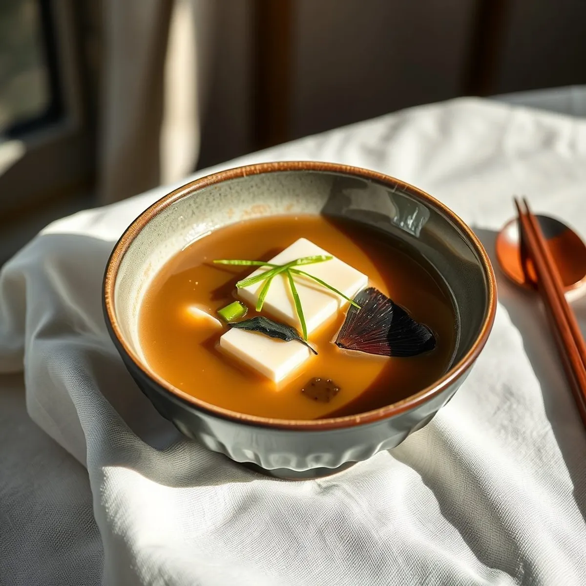 AI-generated photo Silken Miso Soup. AI-generated photo.