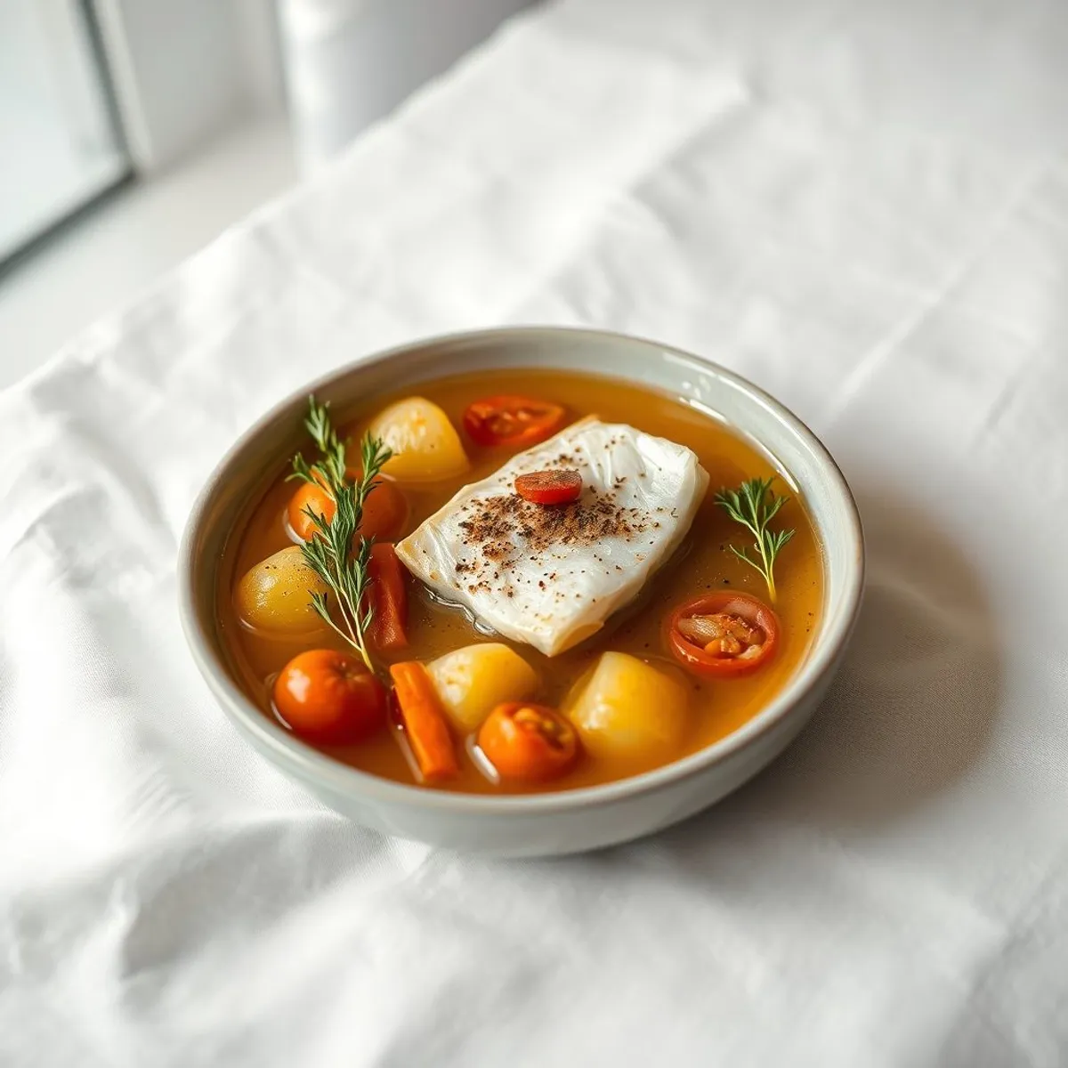 AI-generated photo Fish broth. AI-generated photo.
