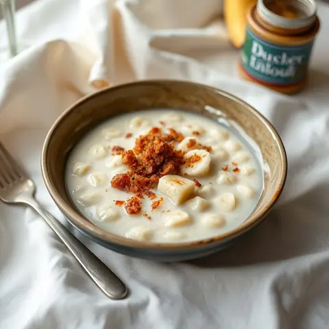 Banana porridge. AI-generated photo.