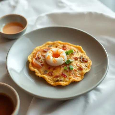 Seafood pancake. AI-generated photo.