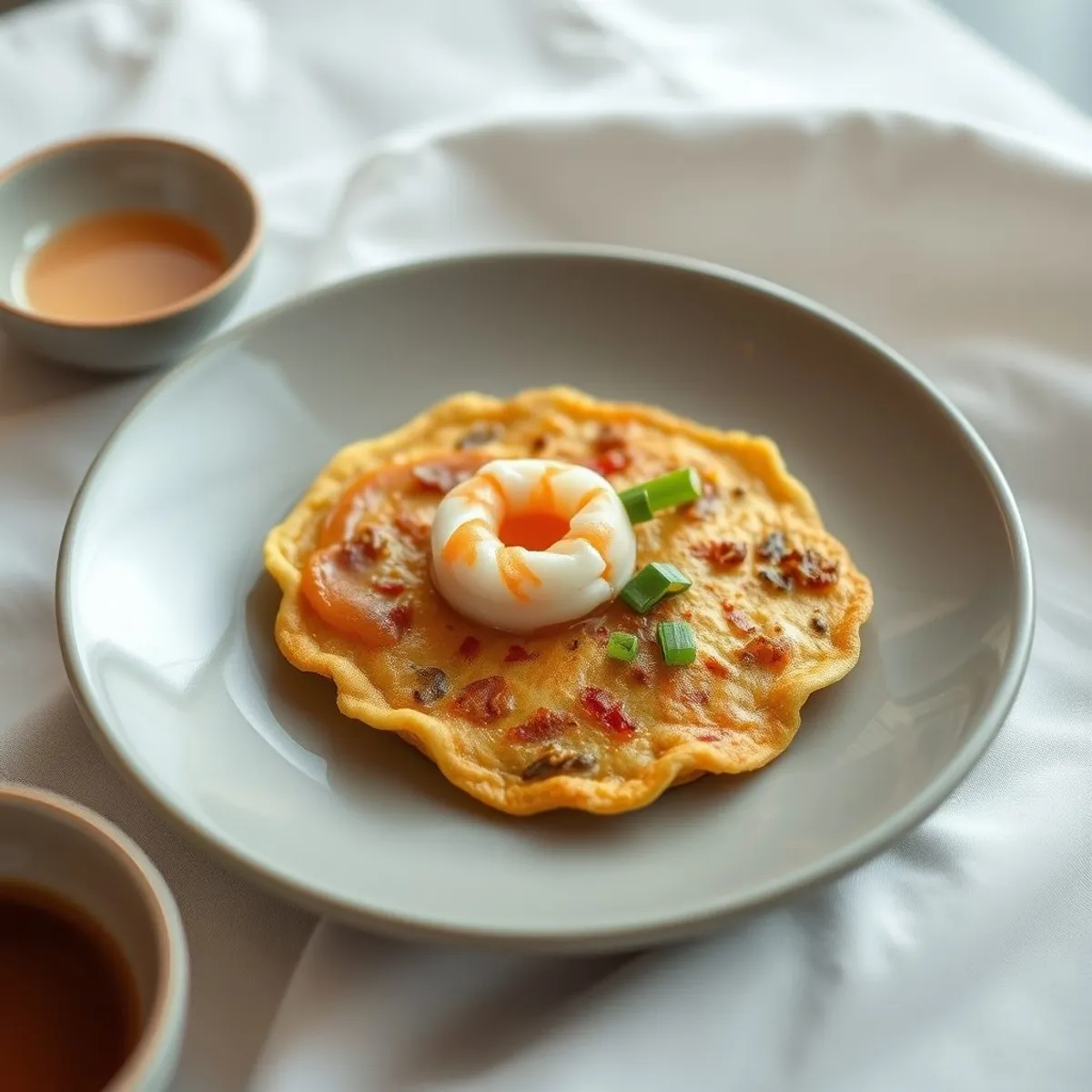 AI-generated photo Seafood pancake. AI-generated photo.