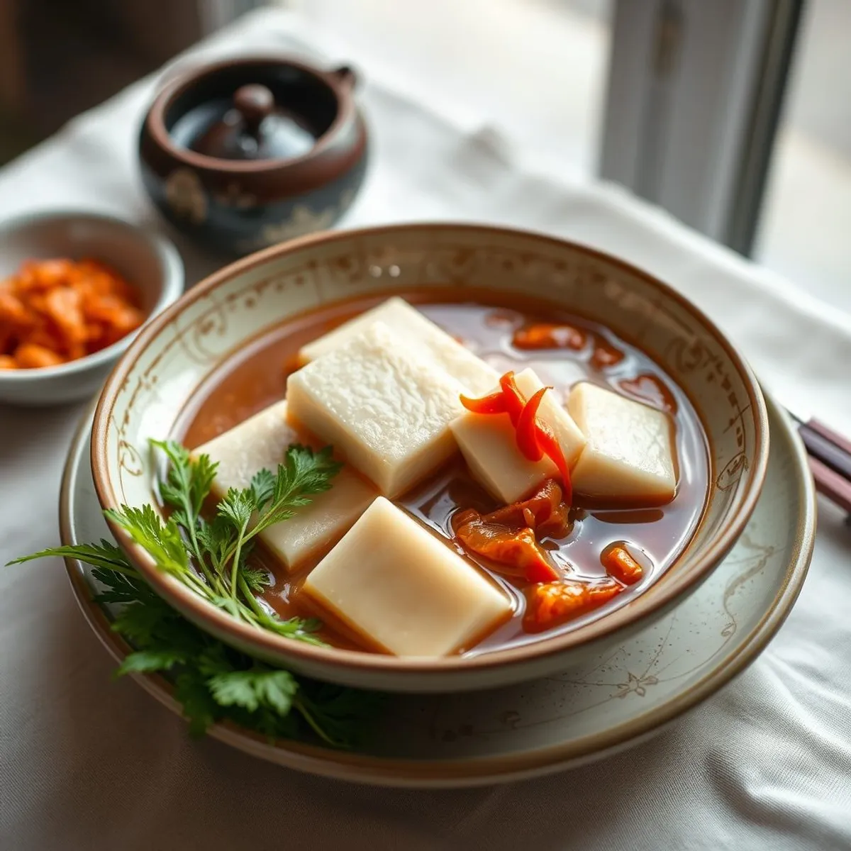 AI-generated photo Sundubu jjigae. AI-generated photo.