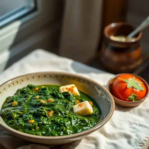 Spinach Paneer. AI-generated photo.