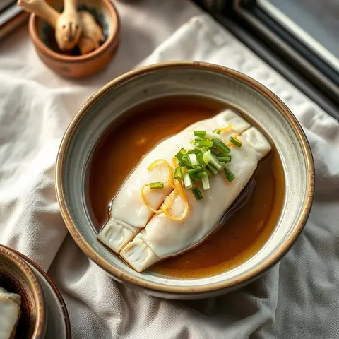 Steamed Ginger Fish. AI-generated photo.
