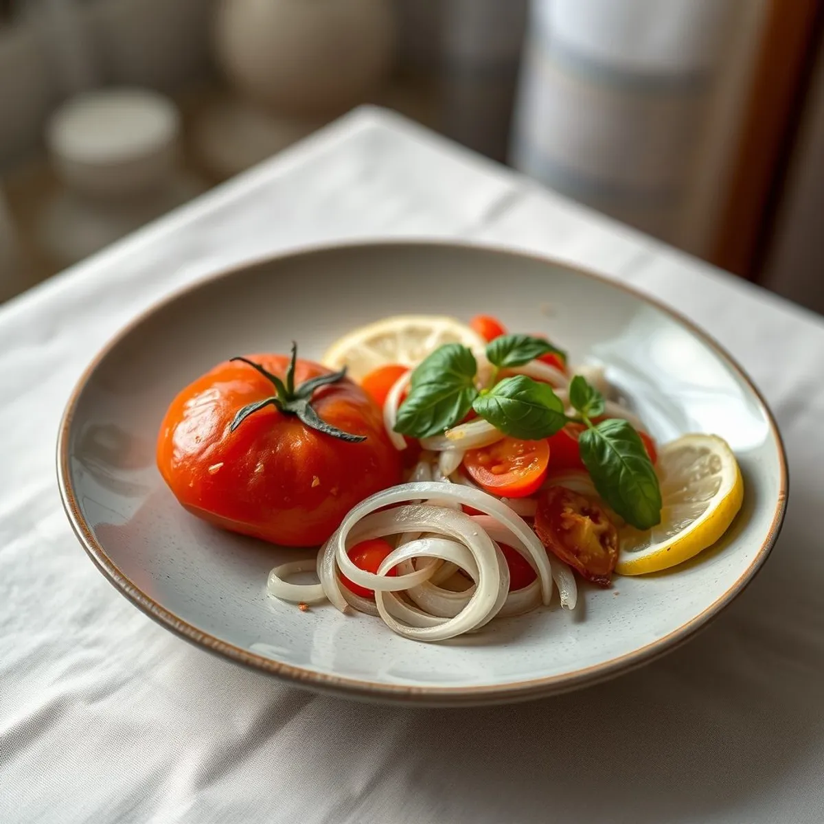AI-generated photo Tomato salad. AI-generated photo.