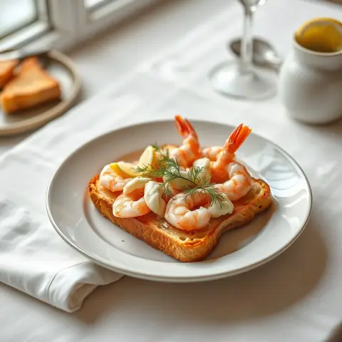 Toast Skagen. AI-generated photo.