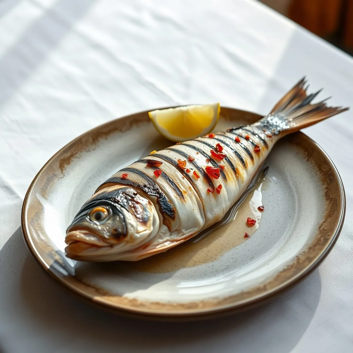 AI-generated photo Grilled fish. AI-generated photo.