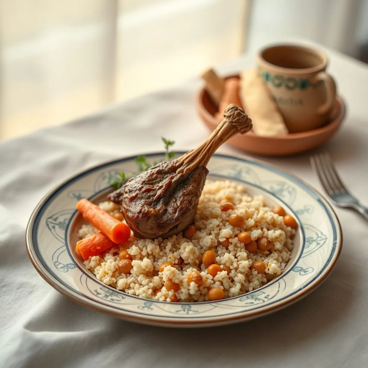 AI-generated photo Couscous with lamb. AI-generated photo.