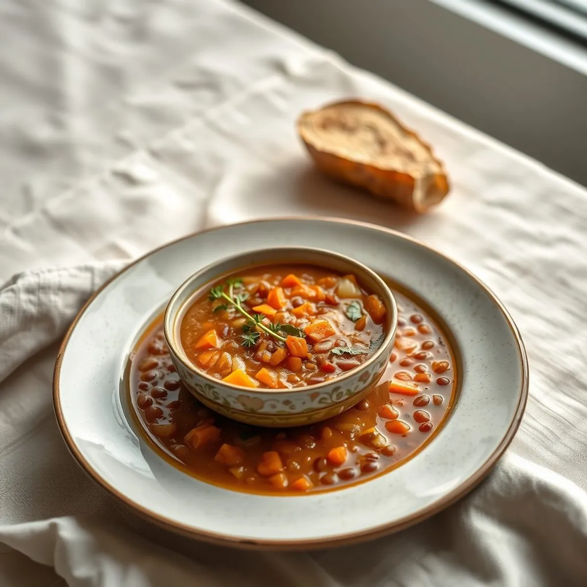 AI-generated photo Red lentil soup. AI-generated photo.