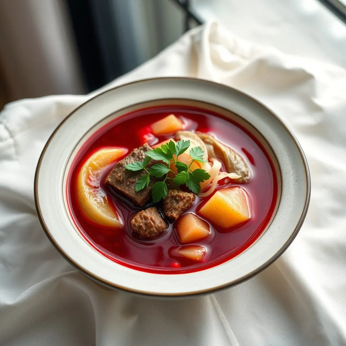 AI-generated photo Ukrainian borscht. AI-generated photo.