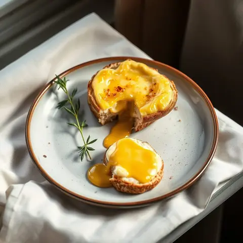 Welsh rarebit. AI-generated photo.