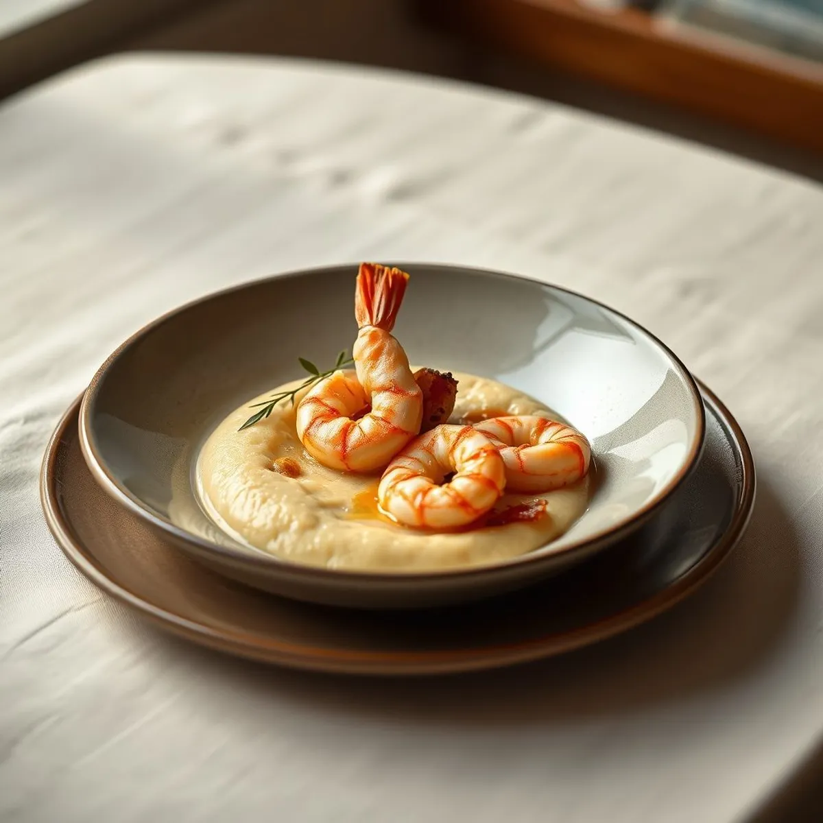 AI-generated photo Shrimp and grits. AI-generated photo.