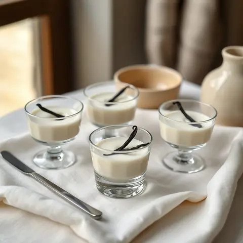 Vanilla Bean Panna Cotta. AI-generated photo.