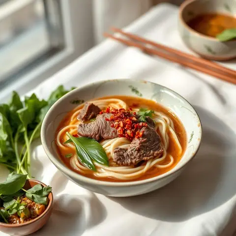 Bun bo Hue. AI-generated photo.