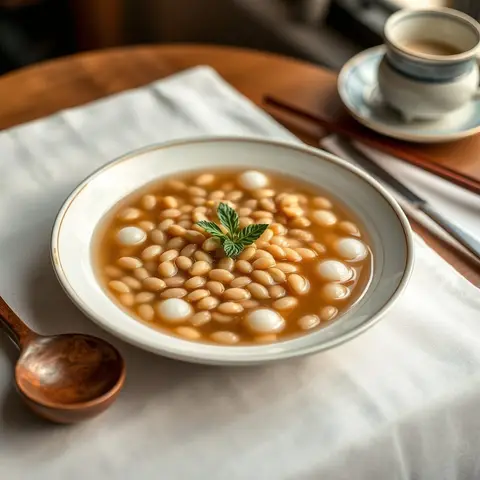 Sweet mung beans. AI-generated photo.