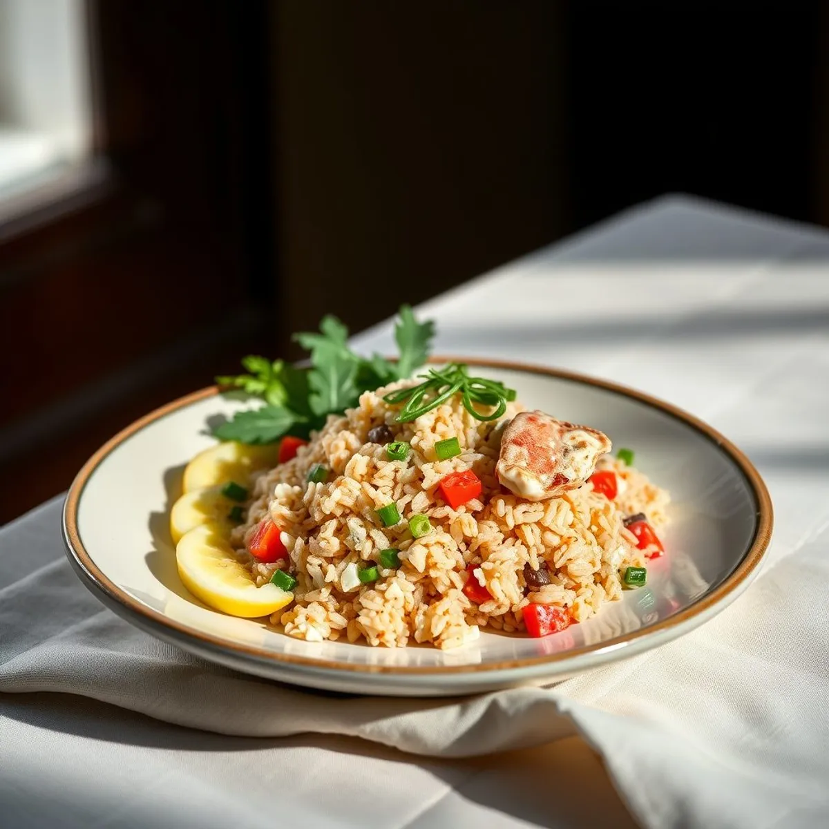 AI-generated photo Crab fried rice. AI-generated photo.
