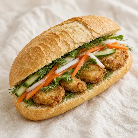 Bánh mì chả cá. AI-generated photo.