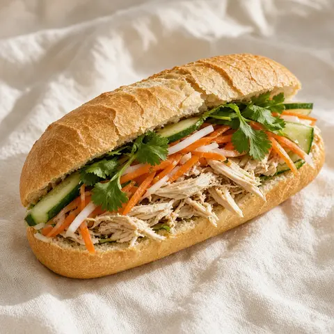 Bánh mì gà. AI-generated photo.