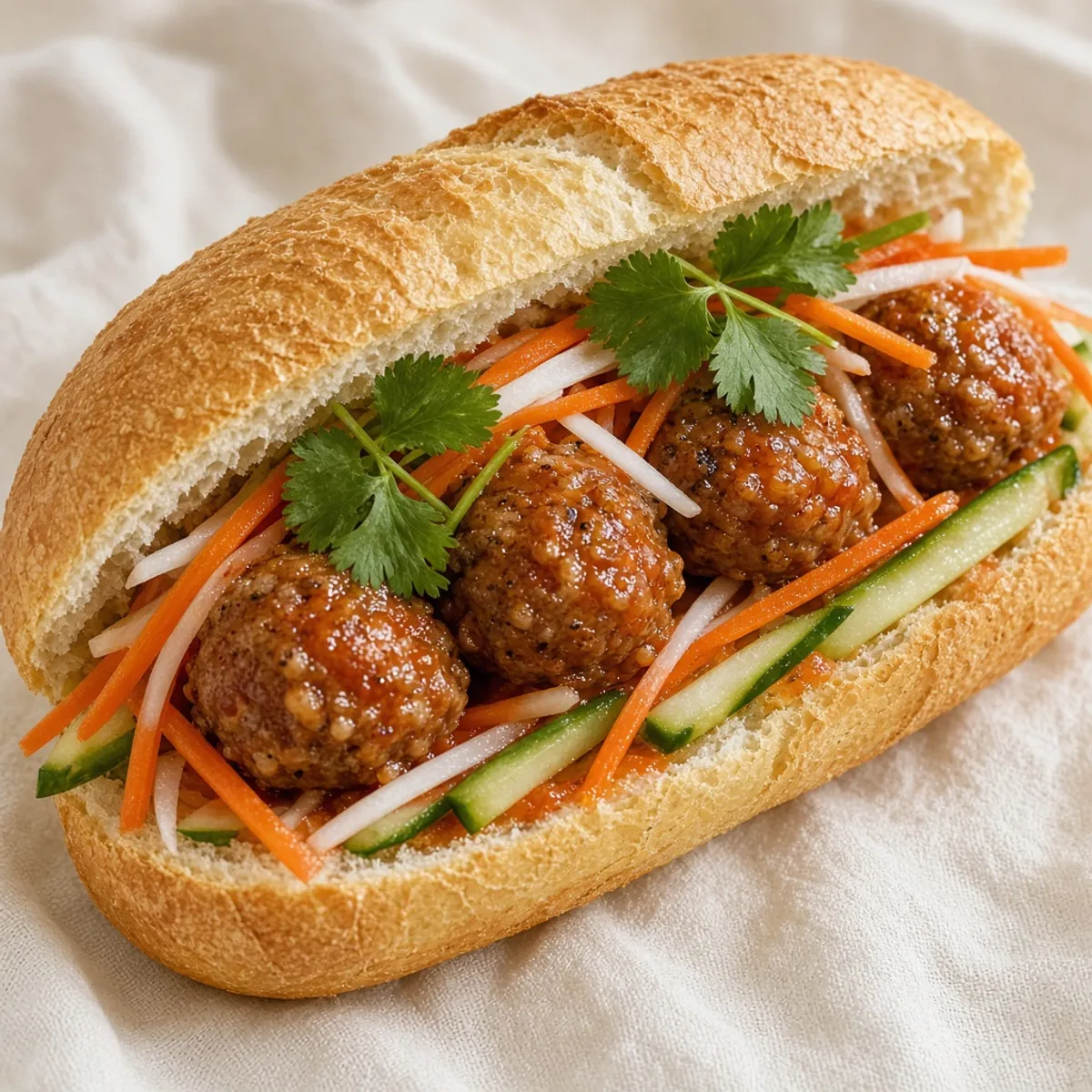 AI-generated photo Bánh mì xíu mại. AI-generated photo.