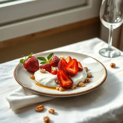 Yogurt fruit brunch. AI-generated photo.