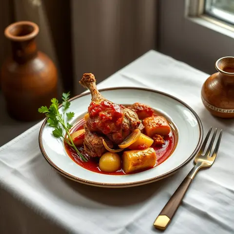 Paprika chicken. AI-generated photo.