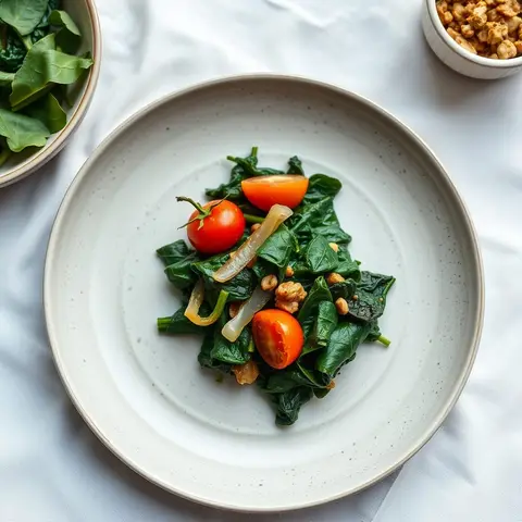 Greens with peanut. AI-generated photo.