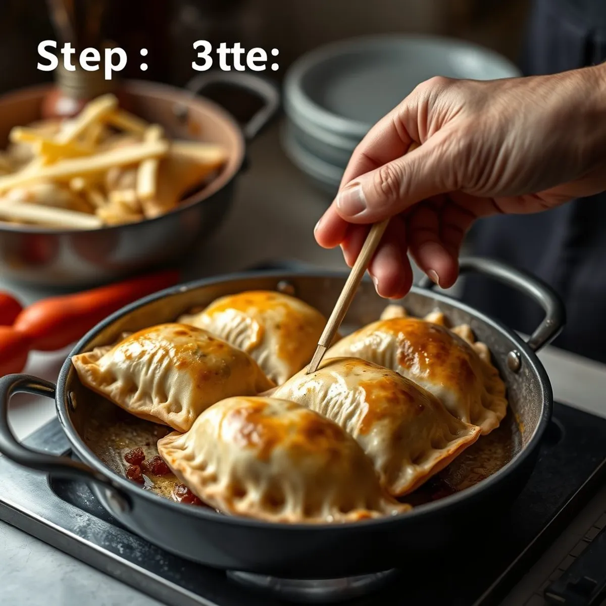 AI-generated photo Beef empanadas, step 3. AI-generated photo.