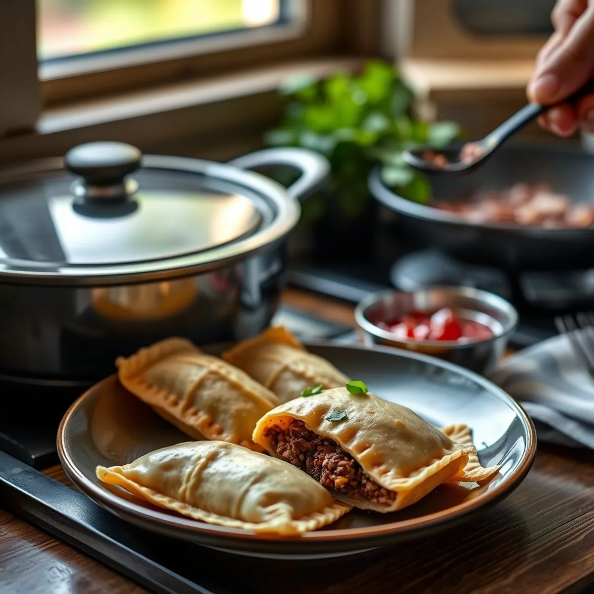 AI-generated photo Beef empanadas, step 4. AI-generated photo.