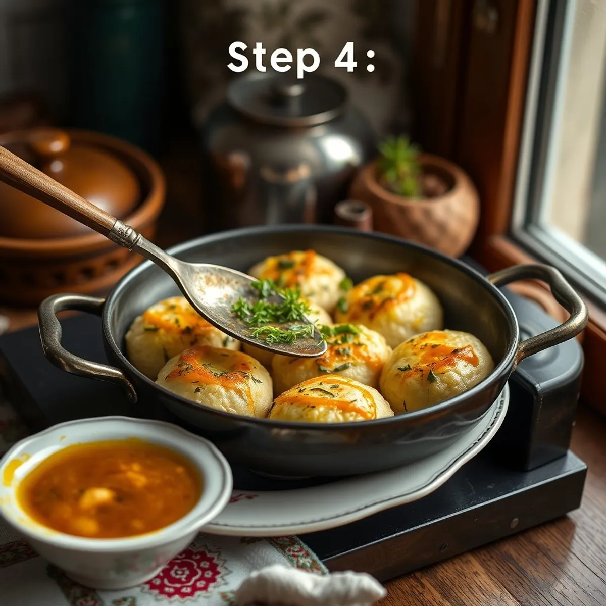 Herb qutab, step 4. AI-generated photo.