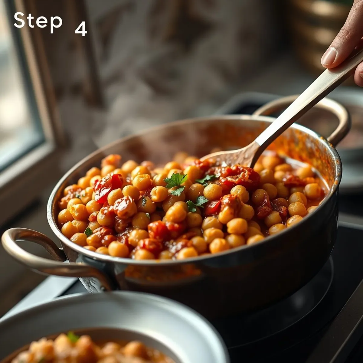 AI-generated photo Chana Masala, step 4. AI-generated photo.