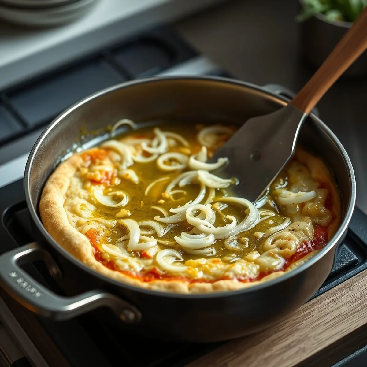 AI-generated photo Cheddar onion pizza, step 1. AI-generated photo.