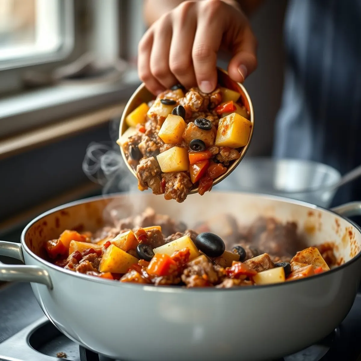 AI-generated photo Picadillo, step 2. AI-generated photo.
