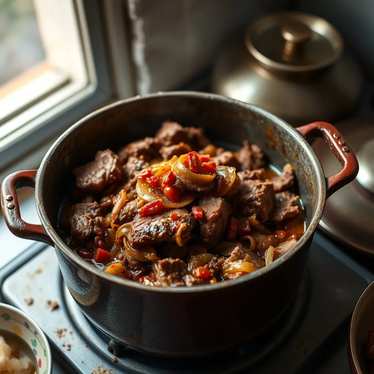 Ropa vieja, step 1. AI-generated photo.