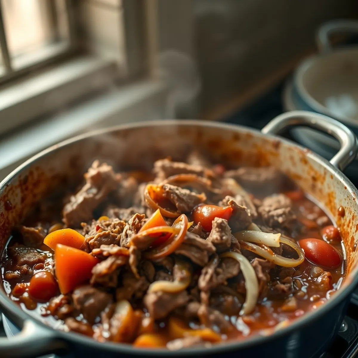 Ropa vieja, step 2. AI-generated photo.