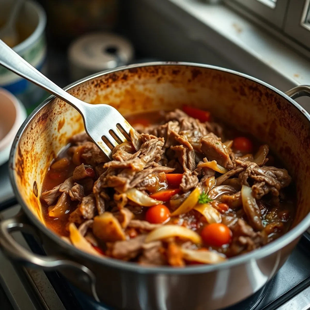 Ropa vieja, step 3. AI-generated photo.