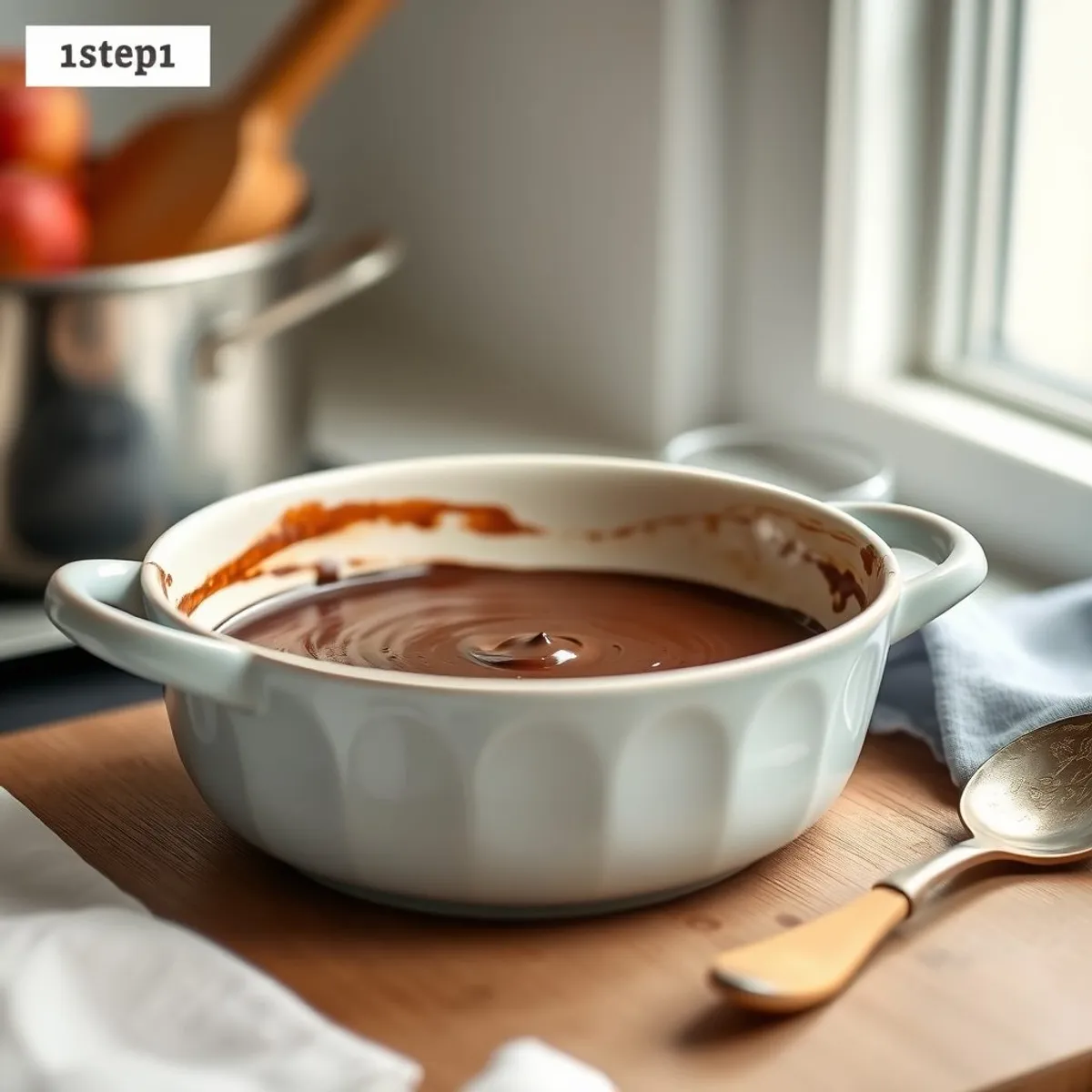AI-generated photo Dark Chocolate Mousse, step 1. AI-generated photo.